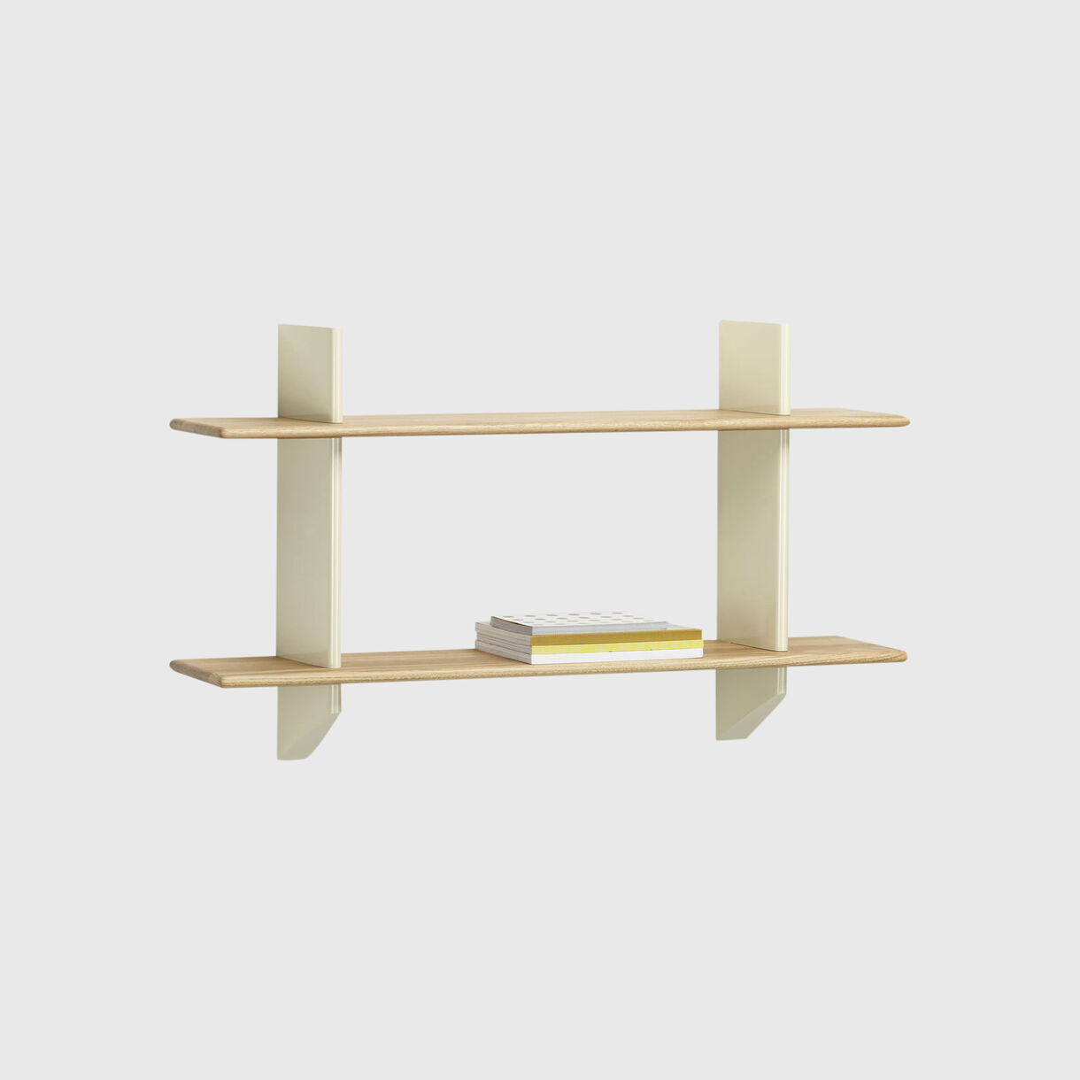 Rayonnage Mural Bookcase, Ecru, Natural Oak